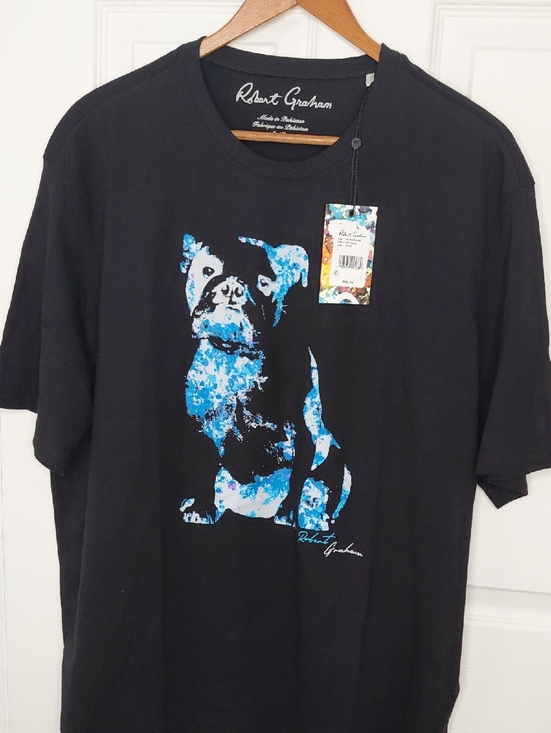 Robert Graham Other - Robert Graham Black Tee with Blue Graphic Dog